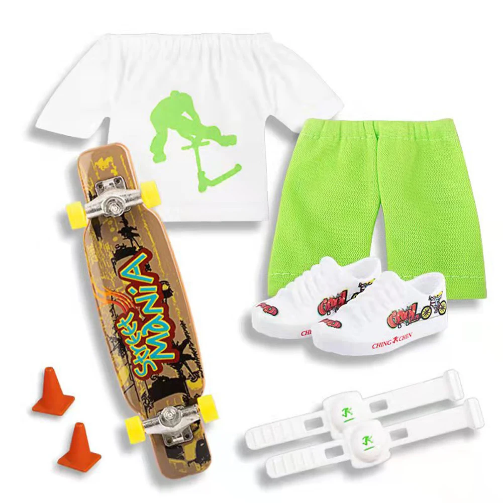 Mini Finger Skateboard Set with Pants and Shoes Multicolors Halloween Party Favor Kids Birthday Gift Game Toys