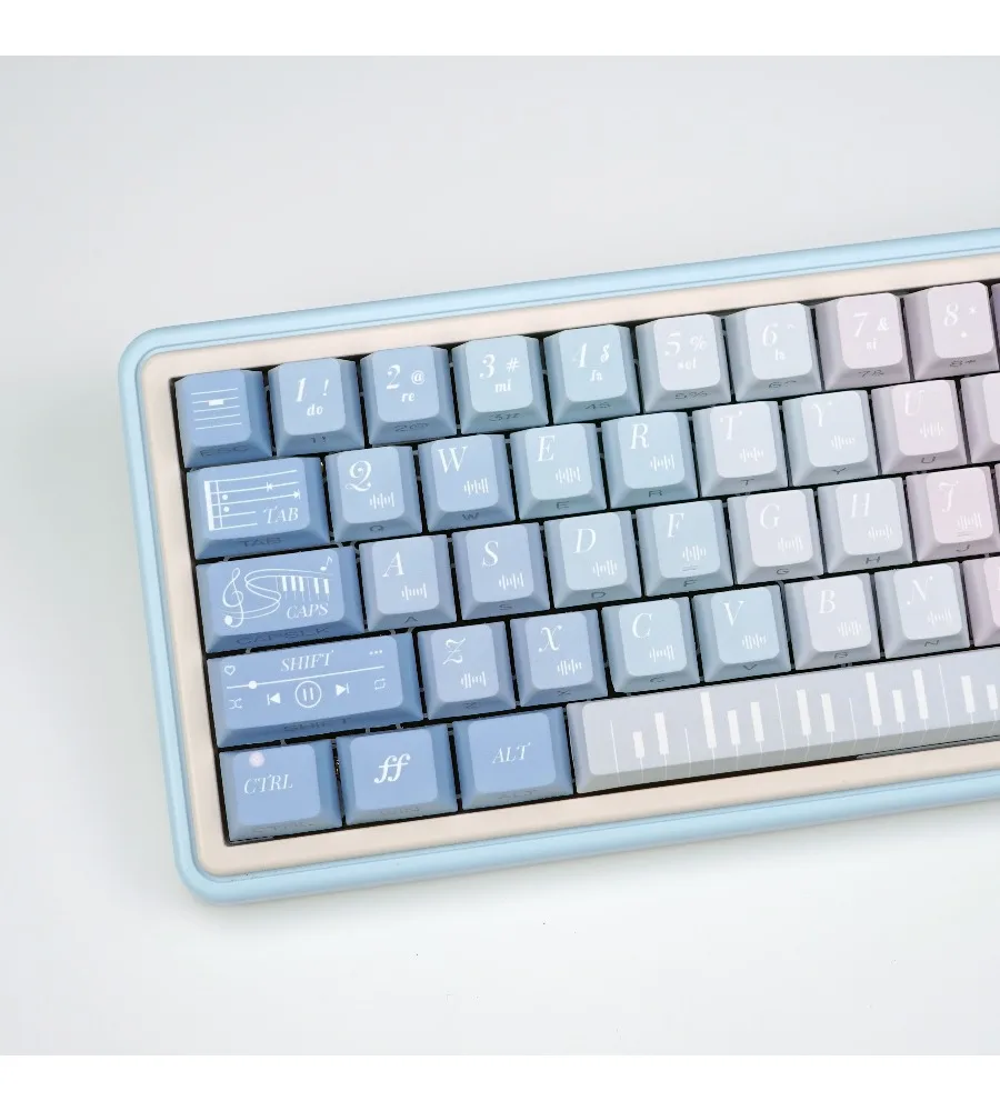 Keycap personality sublimation original height mechanical keyboard 87 98 blue purple side engraved keycap PBT five sides