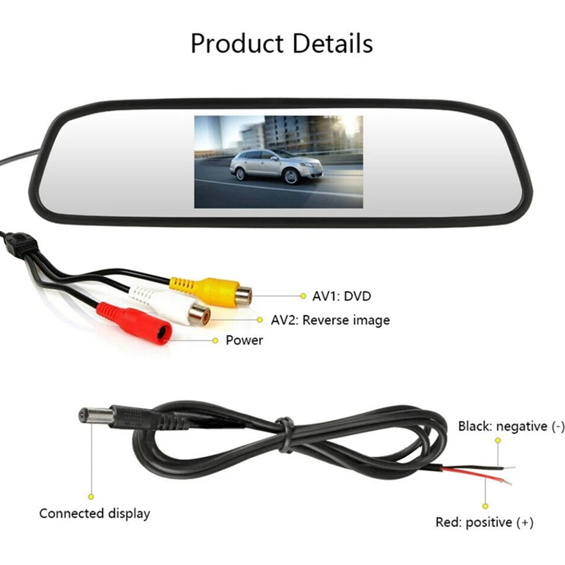 2X 4.3Inch Car DVR Dash Camera Rear View Mirror Monitor Supports 2-Way Video Recorder Dash Cam LCD Display