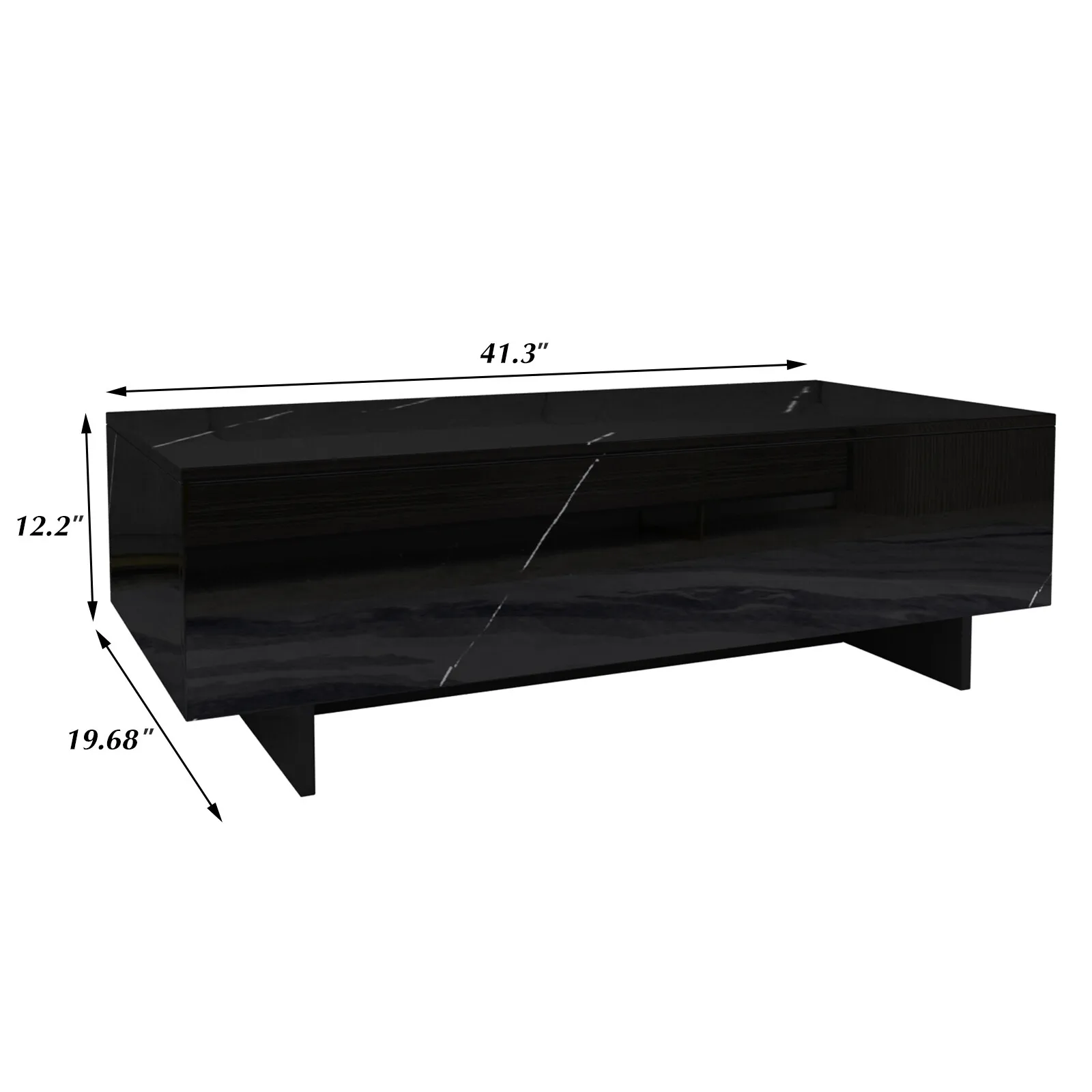 طاولات المقهى طاولة قهوة كبيرة باللون الأسود شديدة اللمعان مع قشرة رخامية لغرفة المعيشة الحديثة #3