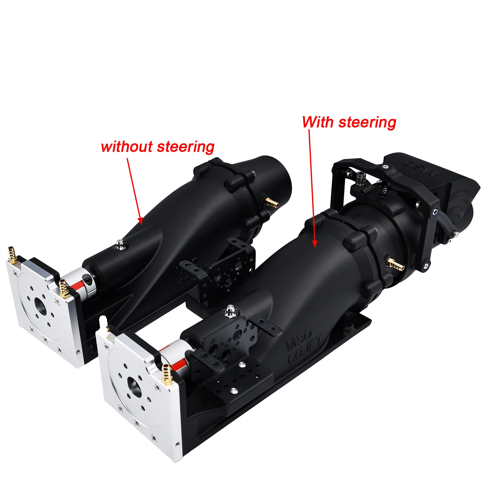 MSQ 60 mm strumień wody z 2 łopatkami 7075 Ster strumieniowy wody z odwróconą klamrą Wał 6 mm ze złączem/8 mm do łodzi strumieniowej RC Model