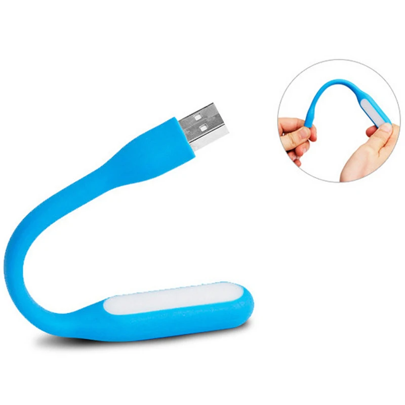 Dobrável azul super brilhante USB luz LED, Mini portátil luz de livro flexível, luz de leitura, poder móvel, computador, laptop, 1pc