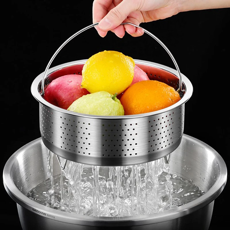 1PC Stainless Steel Steamer Basket In Stant Pot Accessories For Instant Cooker With Silicone Handle Pressure Cooker Rice Steamer