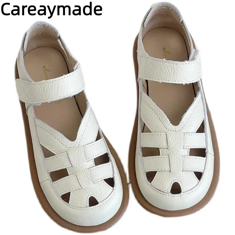 

Careaymade-Genuine leather Summer Women's Shoes,Hollow out Pig Cage Sandals,Breathable Comfortable Roman Literature Art Women