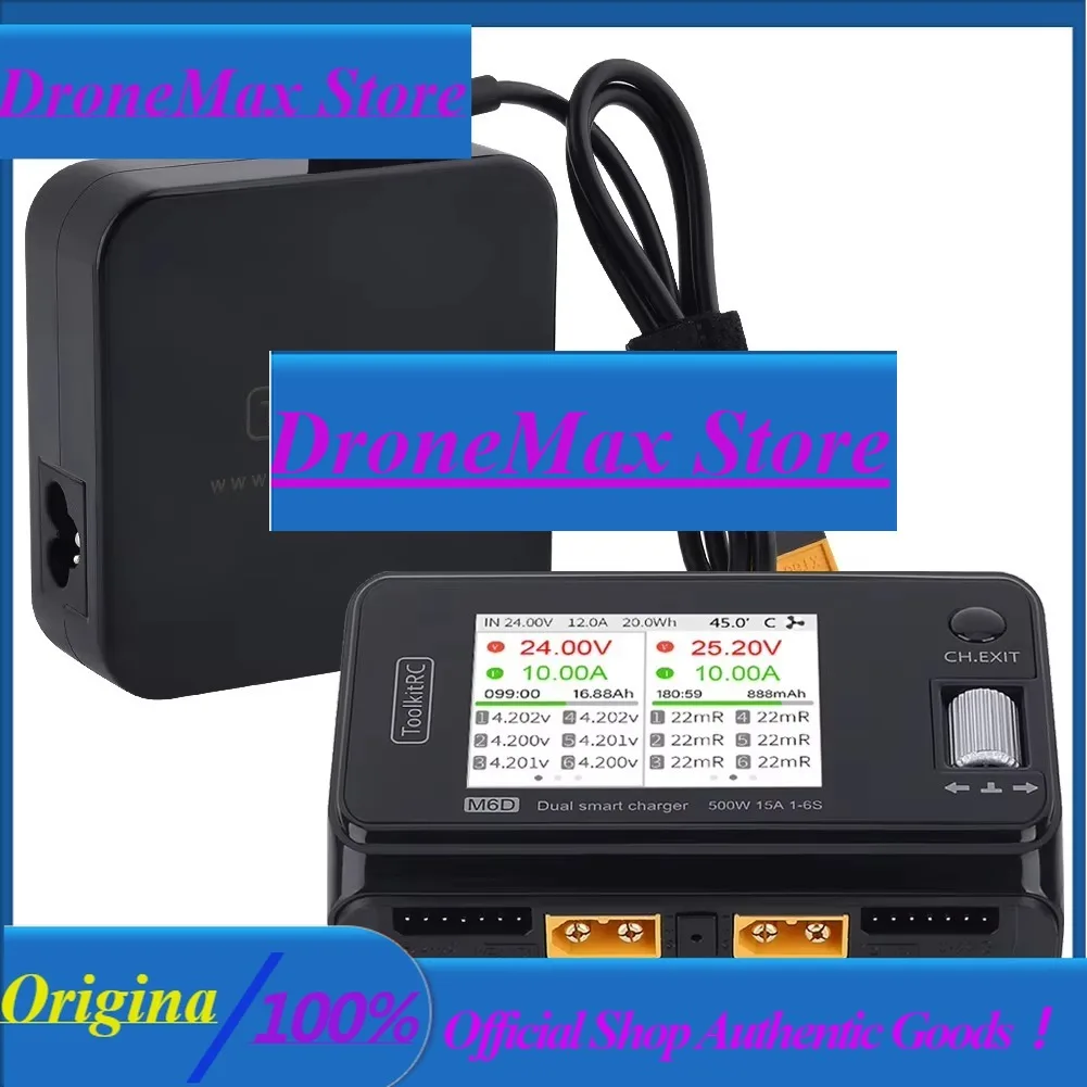 DroMaToolkitRC M6D 500W 15A DC двухканальное мини-умное зарядное-разрядное устройство с блоком питания для 1-6S LiPo аккумуляторов FPV моделей Vs M