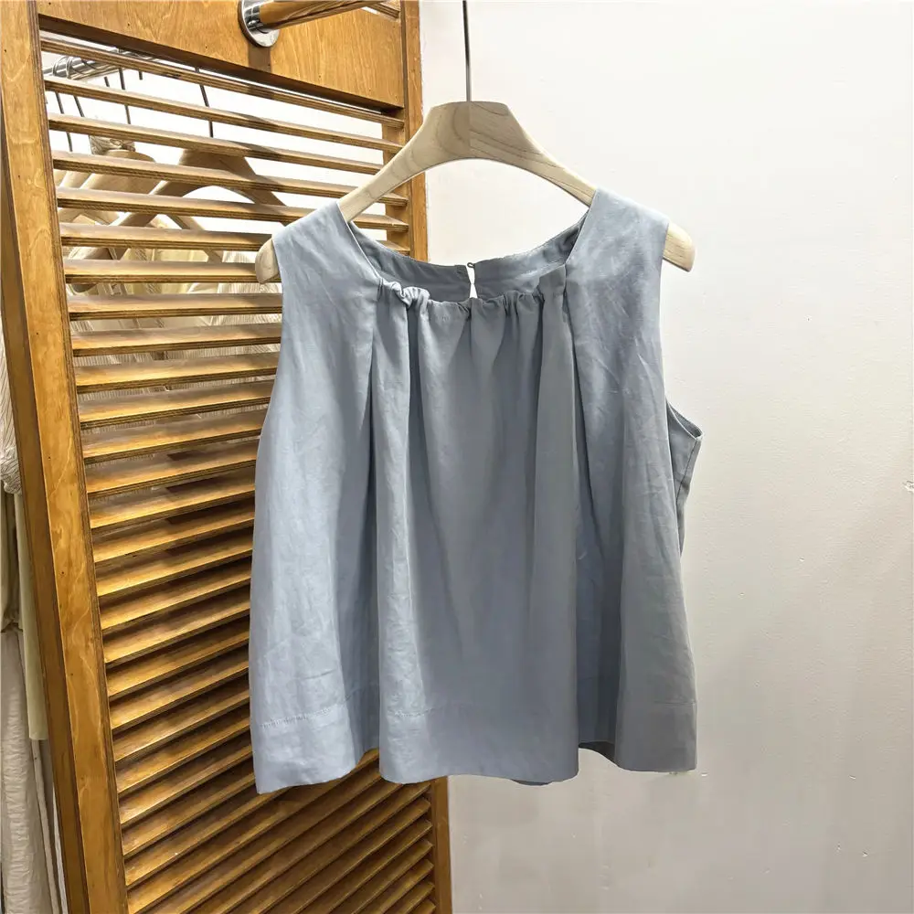 

Summer 2026 Women's Loose Cotton Sleeveless Shirt Sweet Versatile Vest Top Casual Style Comfortable Fit Pure Color Fashion