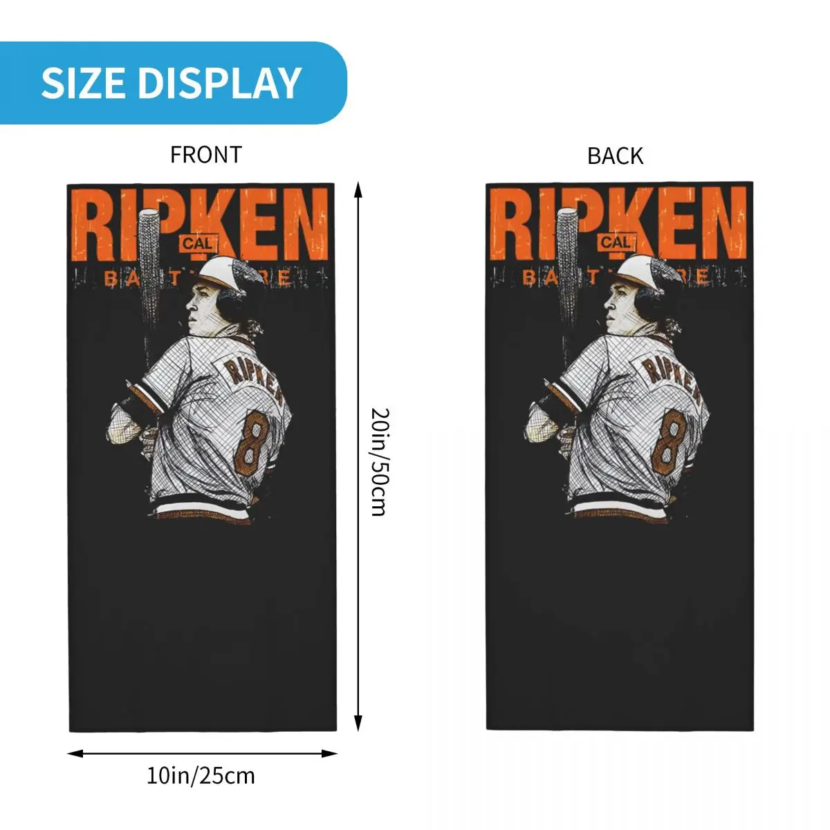 C-cal Ripken Jr Bandana estampada para motocicleta, bufanda facial, pasamontañas multiusos, lavable, para ciclismo, Unisex, para adultos