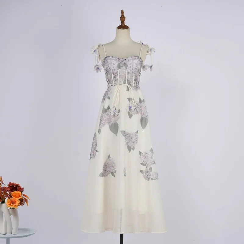 

Custom White Hydrangea Strapless Midi Dress For Australia Europe Vacation