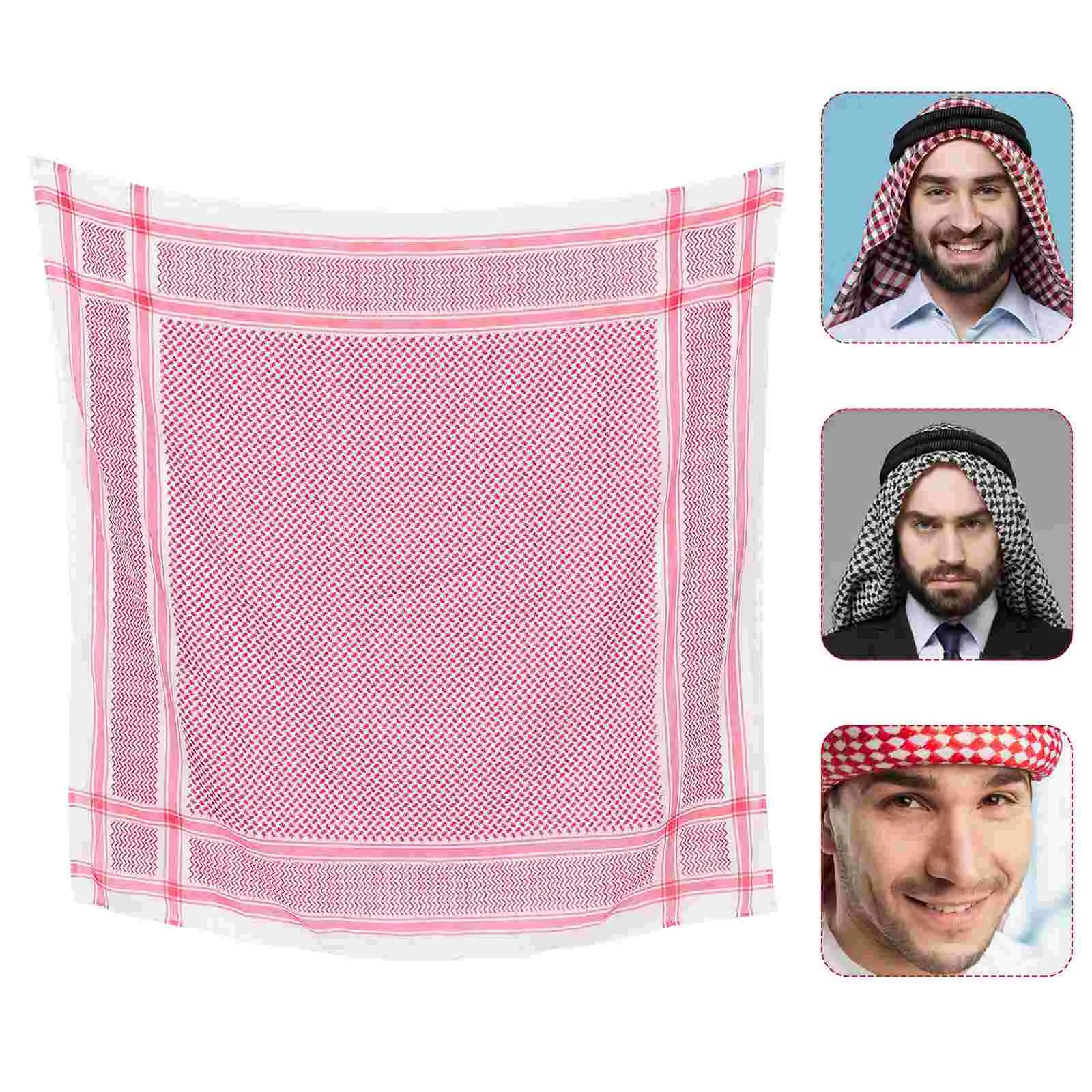 

Scarves for Men Muslim Scarf Middle East Headwear Red Wraps Men's Headscarf Man