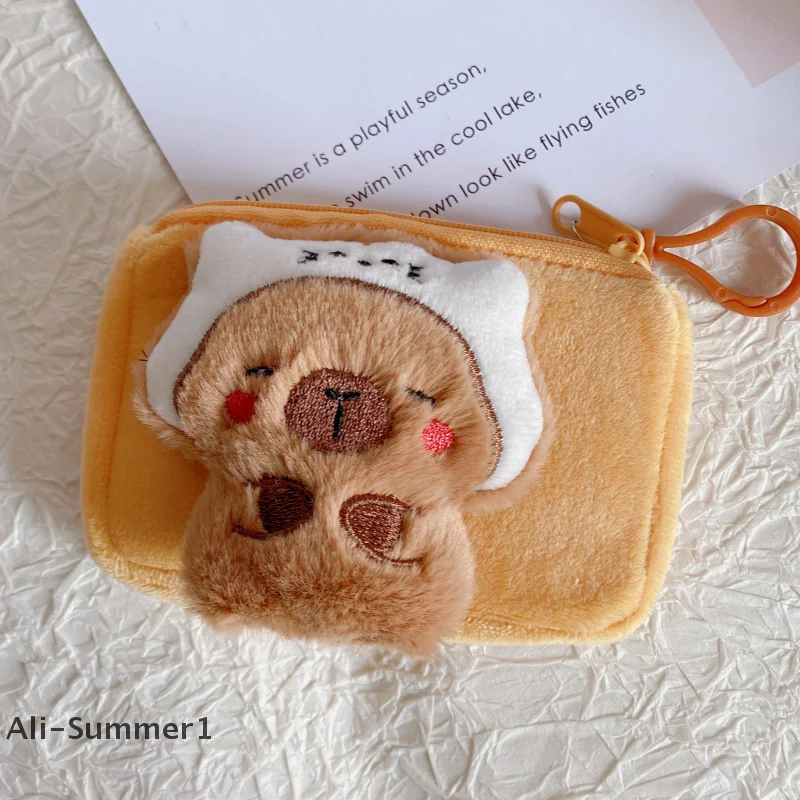 【E】Cartoon Kapybara Coin Purse High Quality Small Gift Keychain Charm Plush Headphone Bag Charm