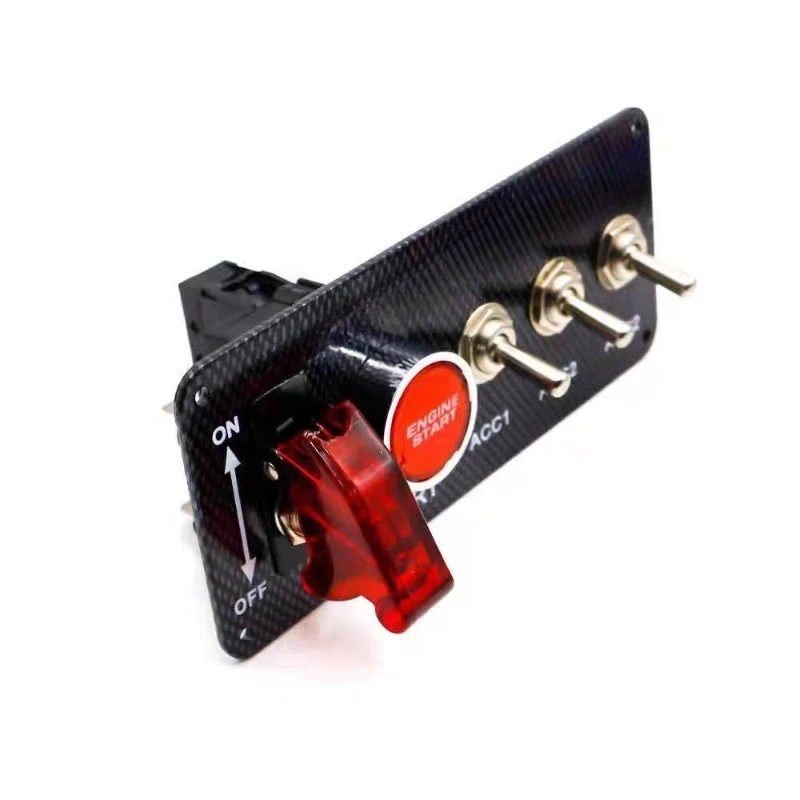 Car Switch Panel Combination Power Button, Central Control One-button Start 5-position Combination Panel with Light Ignition