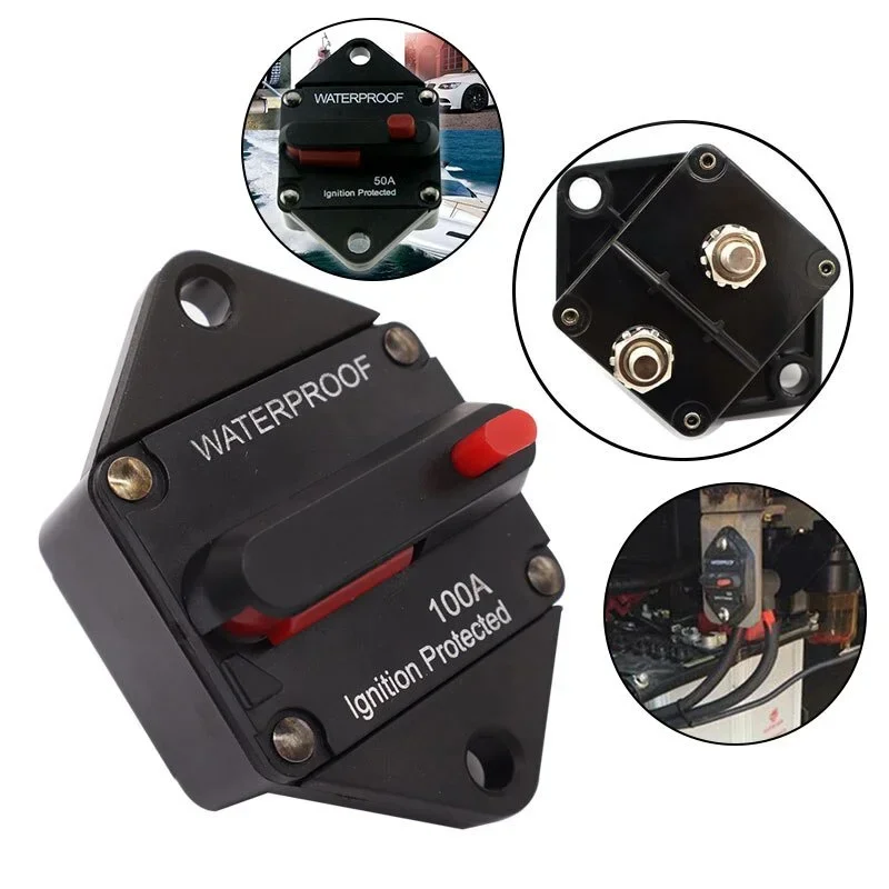 20-200A 12V 48V Car Audio Amplifier Circuit Breaker Fuse Holder Stereo Refit  Adapter with Manual Reset Button