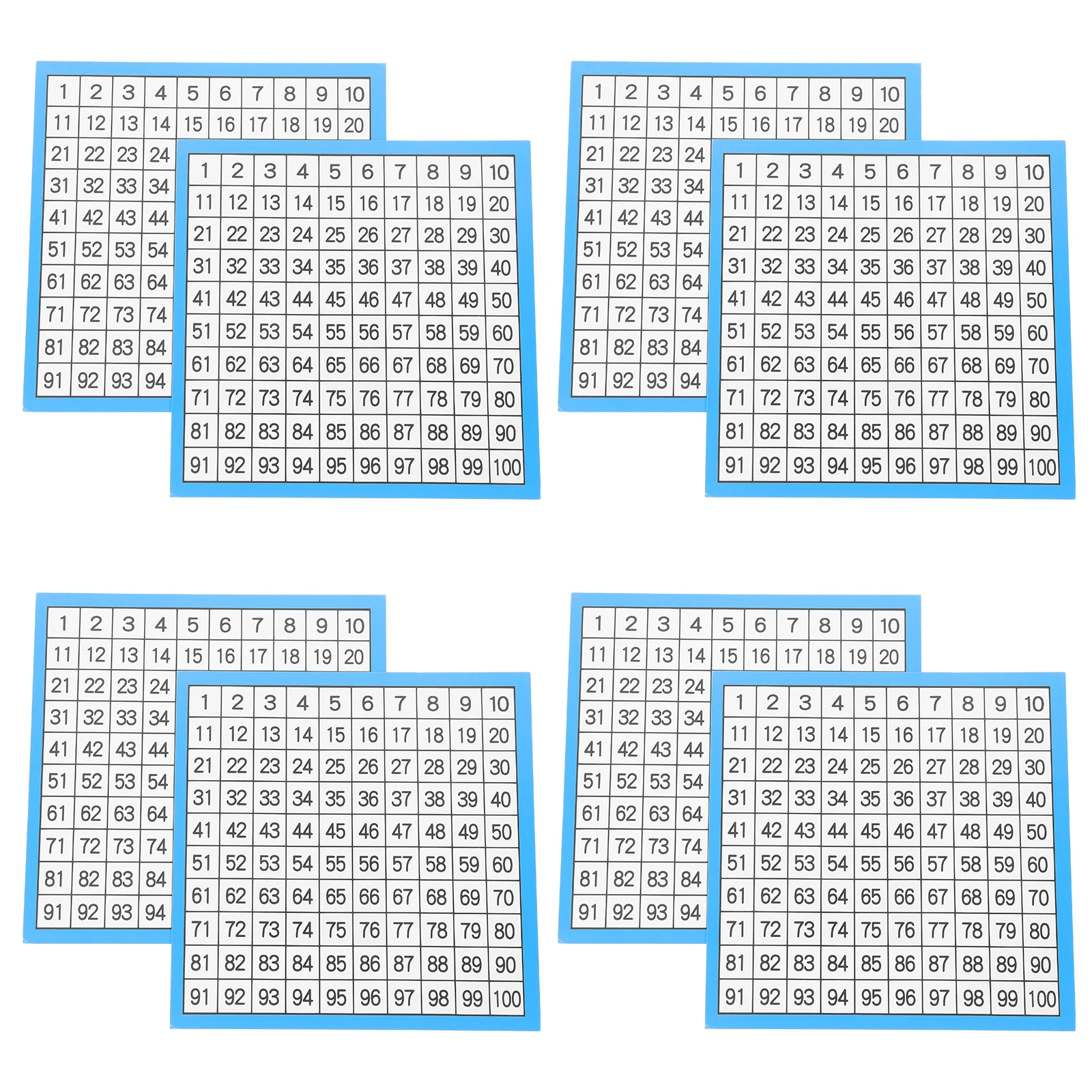 10 Sheets Number Charts 1-100 Hundreds Chart for Classroom Math Learning Kids Counting Writing Practice Teaching Resource