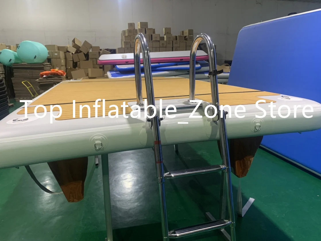 

Drop Stitch Material Inflatable Swim Platform Factory Wholesale Inflatable Air Floating Dock Platform With Ladder Cheap Price