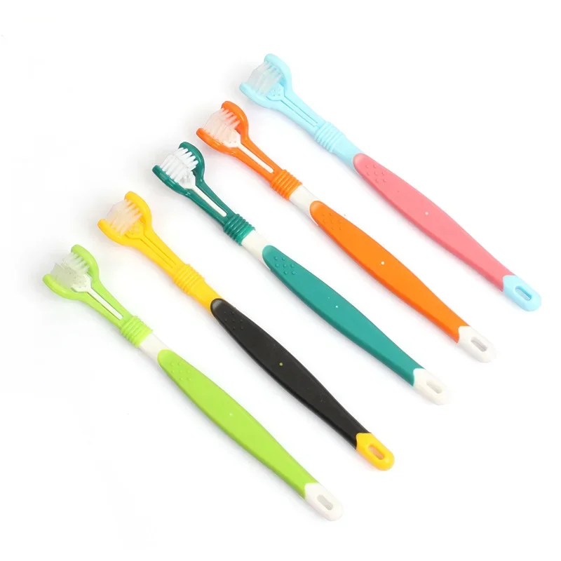 Pet Toothbrush Three-Head Toothbrush Multi-angle Brushing Teeth Cleaning To Remove Bad Breath Dog Cat Toothbrush Tooth brush Dog