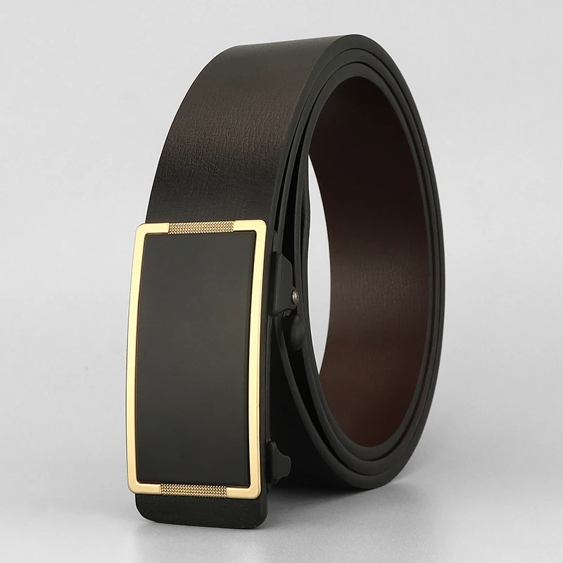 High Quality Designer Toothless Belts Men Casual Smooth Automatic Buckle Genuine Leather Black Younth Luxury Brand Waist Strap