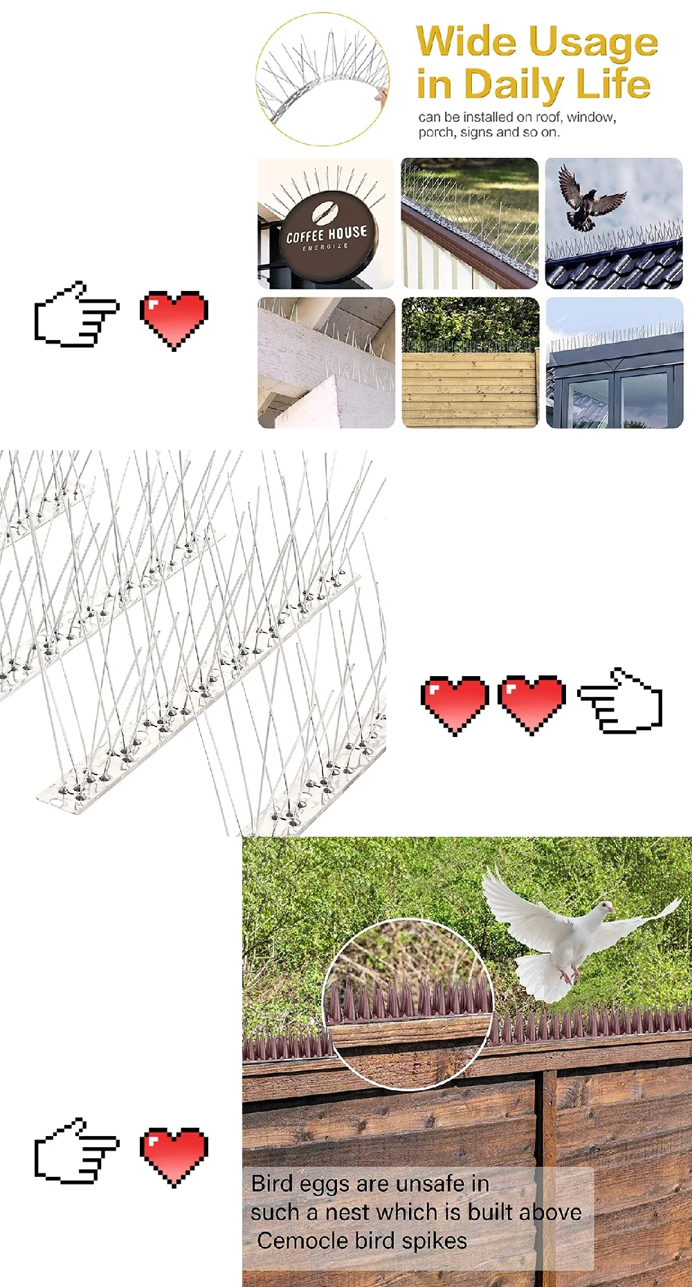 1 Pc Plastic Bird Spike Wall Fence Spikes Yard Bird Spikes For Anti Climbing Security On Wall Window Railing Garden Appliances