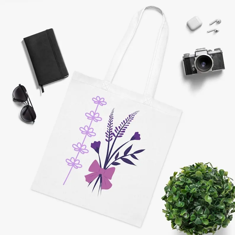 Floral Cotton Tote … - image