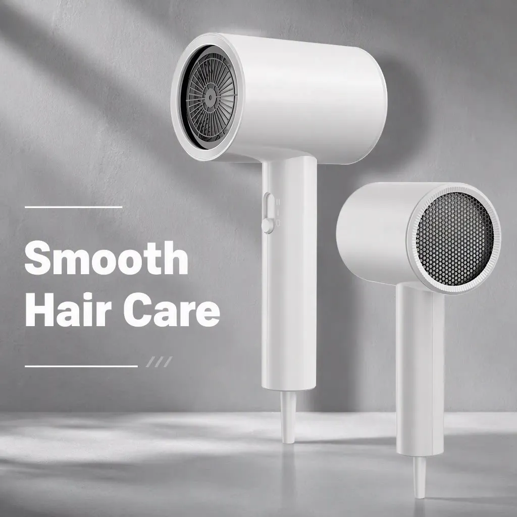Home use hair dryer with high power, negative ions, hair protection, fast drying, and low power consumption.