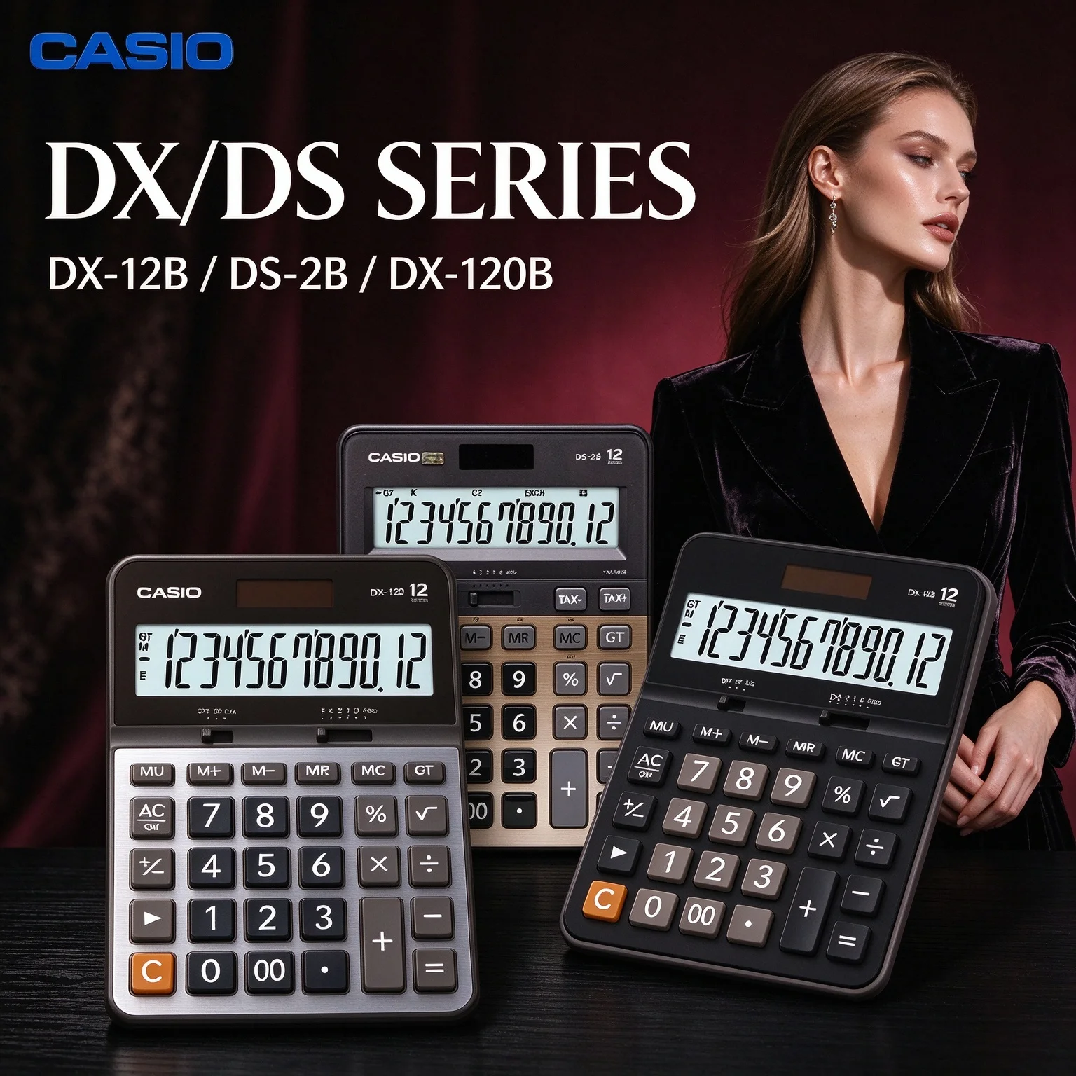 Casio DX-12B DS-2B DX-120B 12 Digit Large Screen Calculator GT Memory, Comma Separators for Accounting & Commercial Calculation