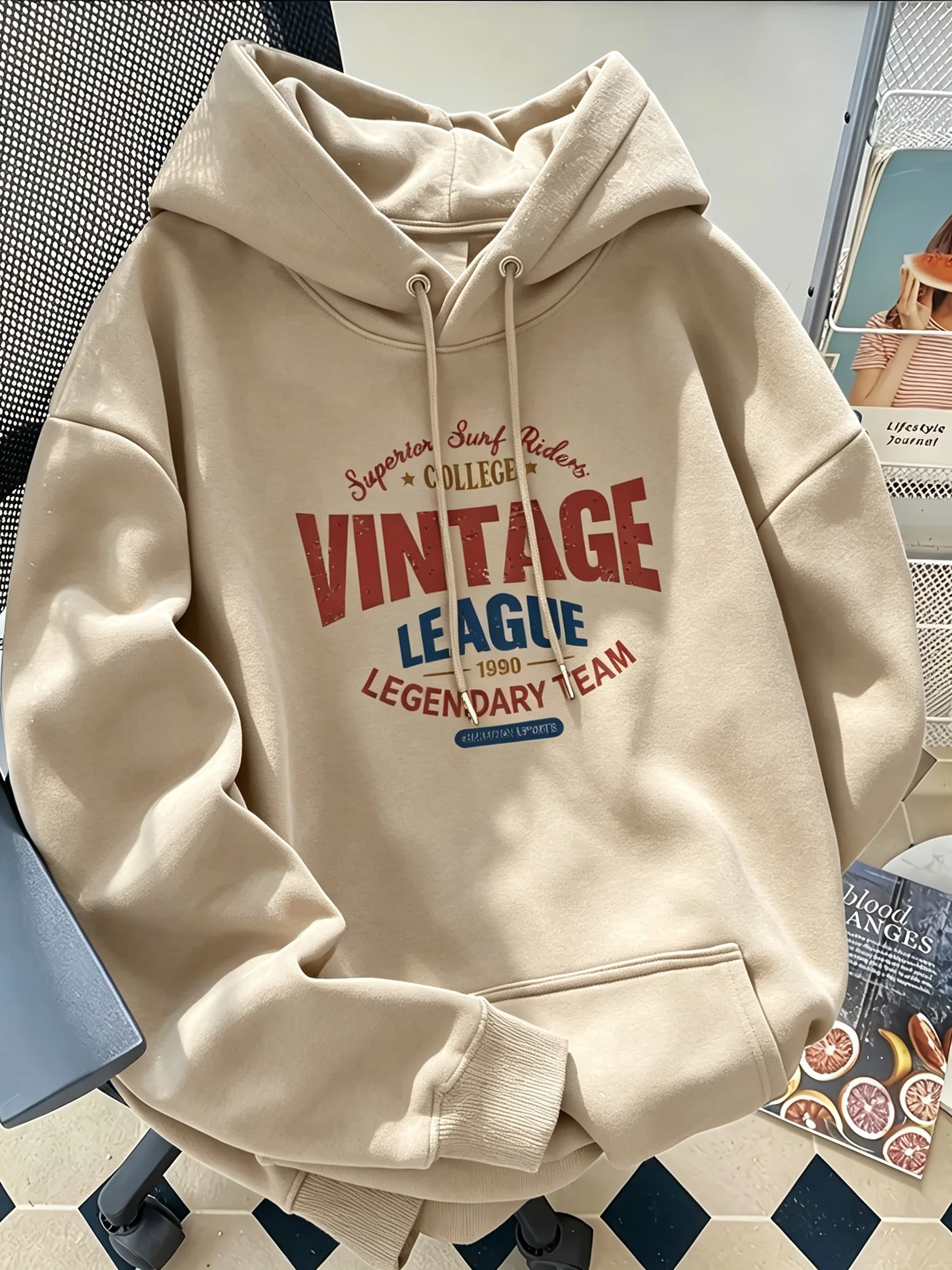 Herbst- und Winter-Kapuzenpullover im koreanischen Stil mit Print, lässig, multifunktional, leicht zu tragen, ideal für den Alltag und den Weg zur Arbeit. – Detail 12