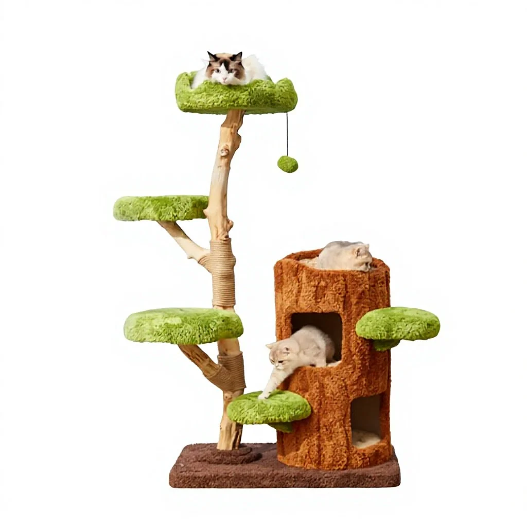 Solid Wood Cat Climbing Frame Cat Nest Space-saving Four Seasons Universal Miaoxiangshu Brand Green Fairyland Style Cat Shelf