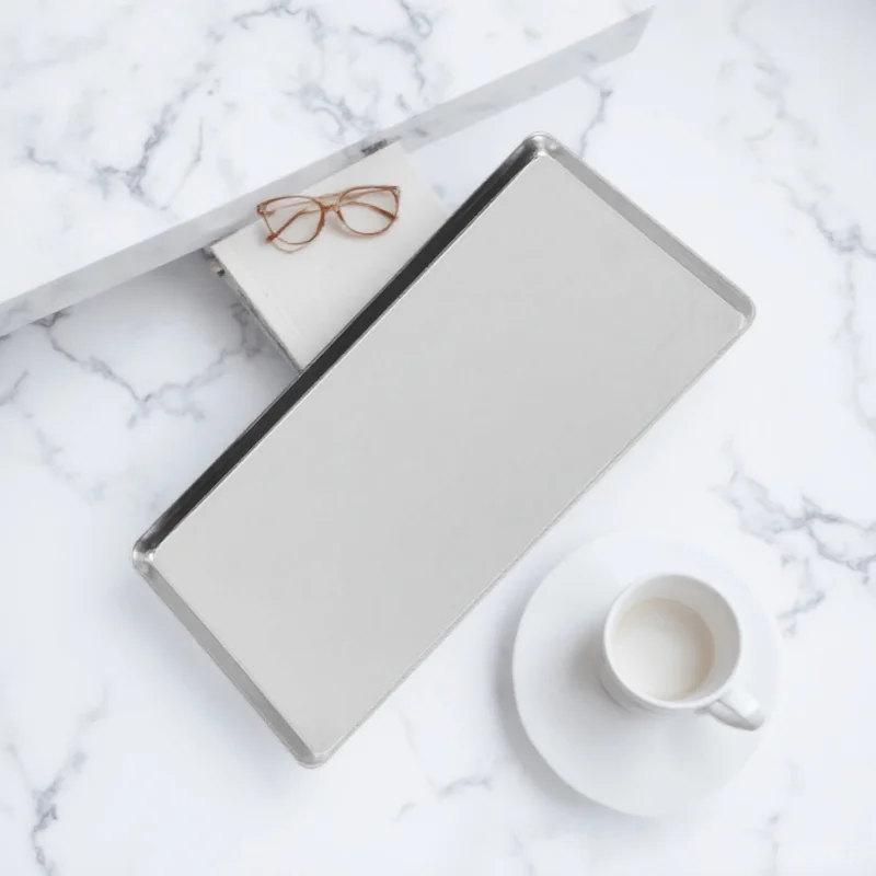 

Stainless Steel Food Plate Rectangular Snack Plate Kitchen Supply Barbecue Steak Dessert Tray For Home Party