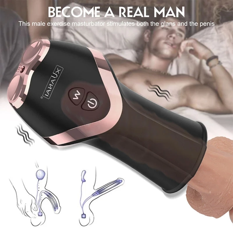 Suction Heating Adult Goods Sex Toys for Man Sex Machine Penis Training Telescopic Rotation Vacuum Vibrator Multiple Modes Voice