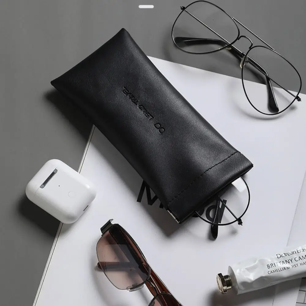 

Solid Color Self-closing Glasses Bag PU Leather Sundries Jewelry Pouch Lipstick Storage Bag Coin Bag Sunglasses Bag