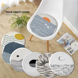 Crescent Moon Ocean Wave Art Print Round Chair Mat Soft Pad Seat Cushion For Dining Patio Home Office Indoor Outdoor Garden Mat