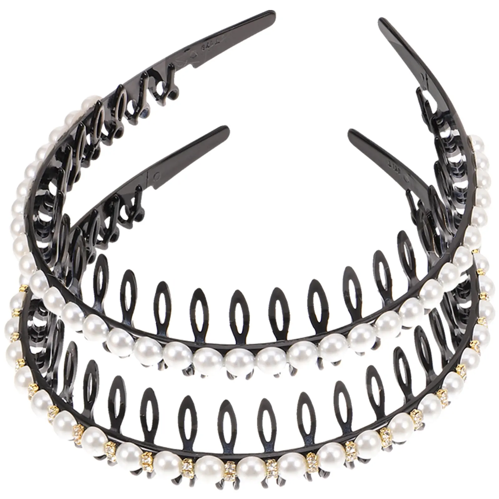 

2Pcs Pearls Headband Delicate Non-Slip Hairband Wedding Bridal Hair Hoop Fashion Hair Jewelry Women Girls Women Headband