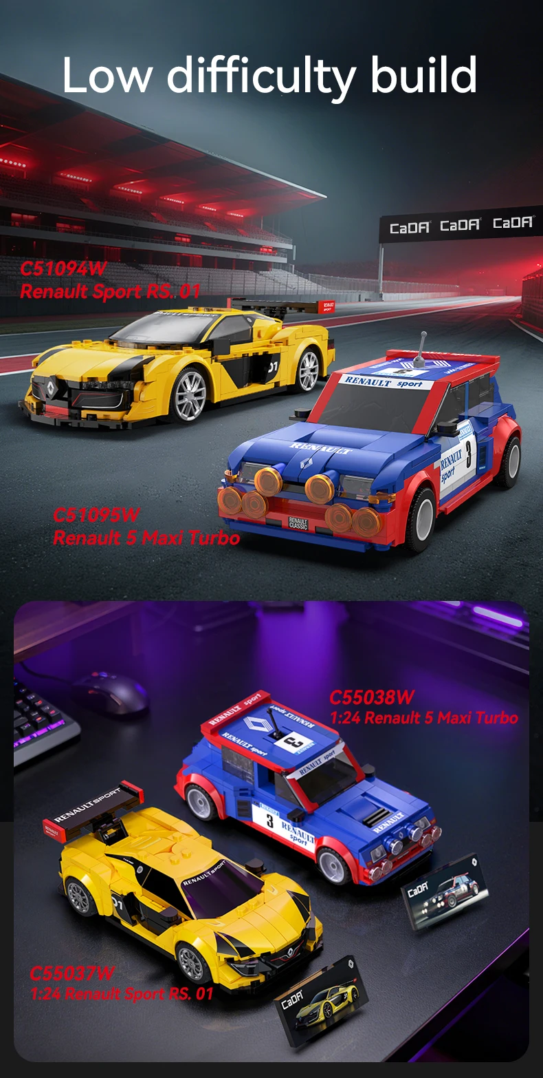 CaDA 1:24 Baustein-Autoset / Renault / Supersportwagen / Retro-Auto / Weihnachtsgeschenk / Kinderspielzeug – Detail 12