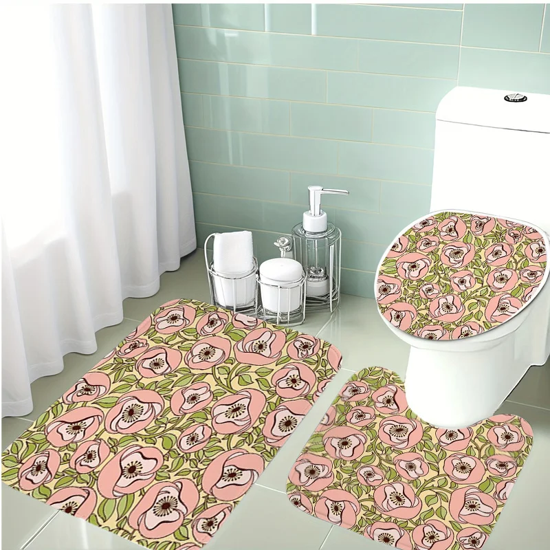 

Набор для ванной Artistic Cat из 3 предметов – черно-белый портрет с красными акцентами, мягкий фланелевый чехол для унитаза, коврик для пола, нескользящий декор