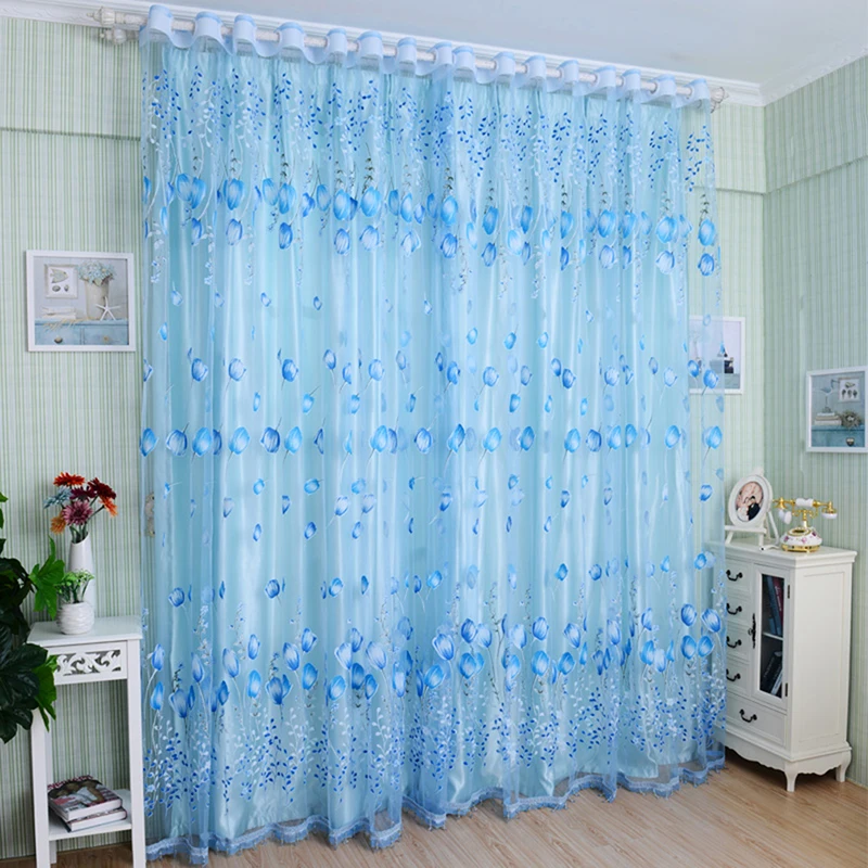 1 Stück Moderner Tulpen-Fenstervorhang für Wohnzimmer, Schlafzimmer, Tür, Küche, Heimdekoration