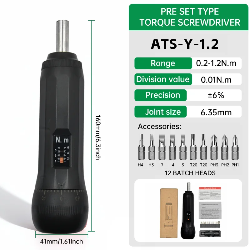 PreSet Torque ScrewdriverAdjustableTorqueScrewdriver Handleiding0.6/1.2/3/6 N.mTorque11pcs Set Fietsreparatieset MotorcycleRepairKit - afbeelding 1