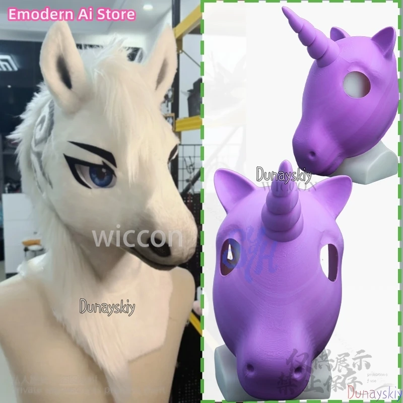 

Аниме Единорог Косплей Пушистый Furrsuit Kawaii 3D Полилактическая кислота Голова База Череп Милая маска Головные уборы DIY Аксессуары Cos Индивидуальные