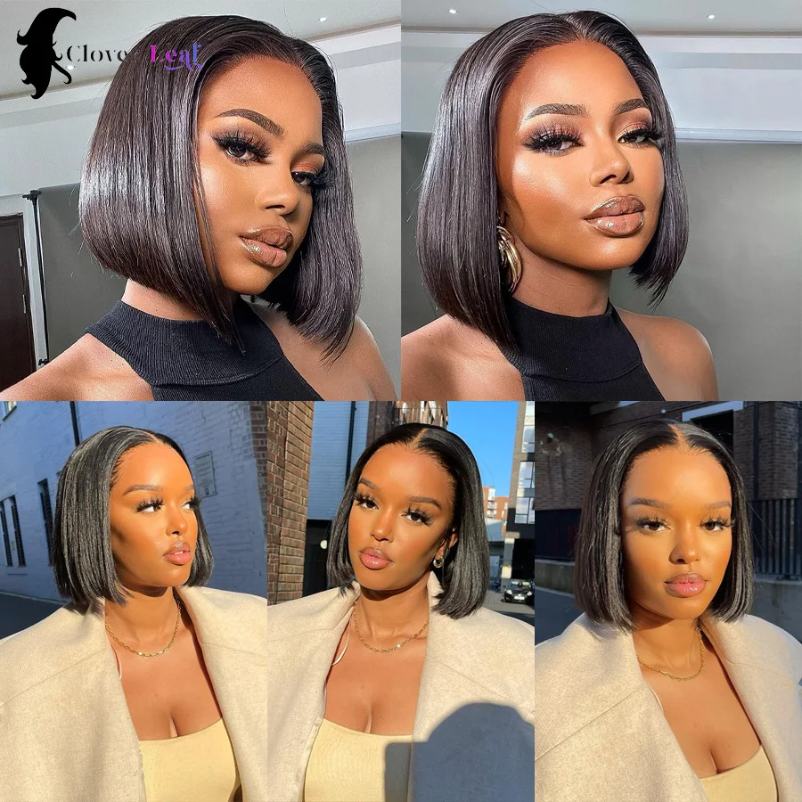 Bob Wig Glueless Wig Human Hair Ready To Wear Straight Bob Hair Wig Human Hair 12 Inch Pre Cut Lace 4x4 Closure Wig