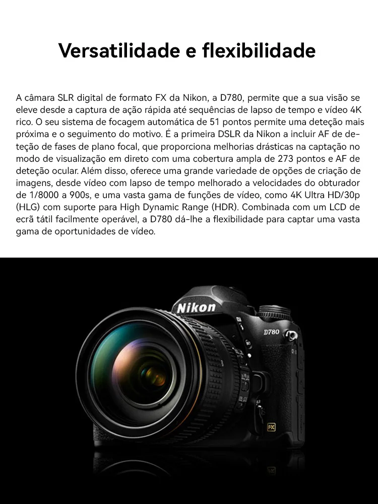 【Do Brasil】Nikon D780 Full Frame DSLR Digital SLR Câmera Fotógrafo Profissional Fotografia 24.50MP 4K Câmeras de Vídeo 780