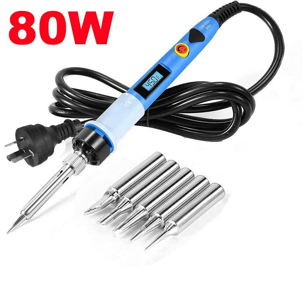 80W Soldering Iron Electric LCD Welding Tool Kit Portable Heat Pencil Adjustable Temperature Welder Tips for soldering iron