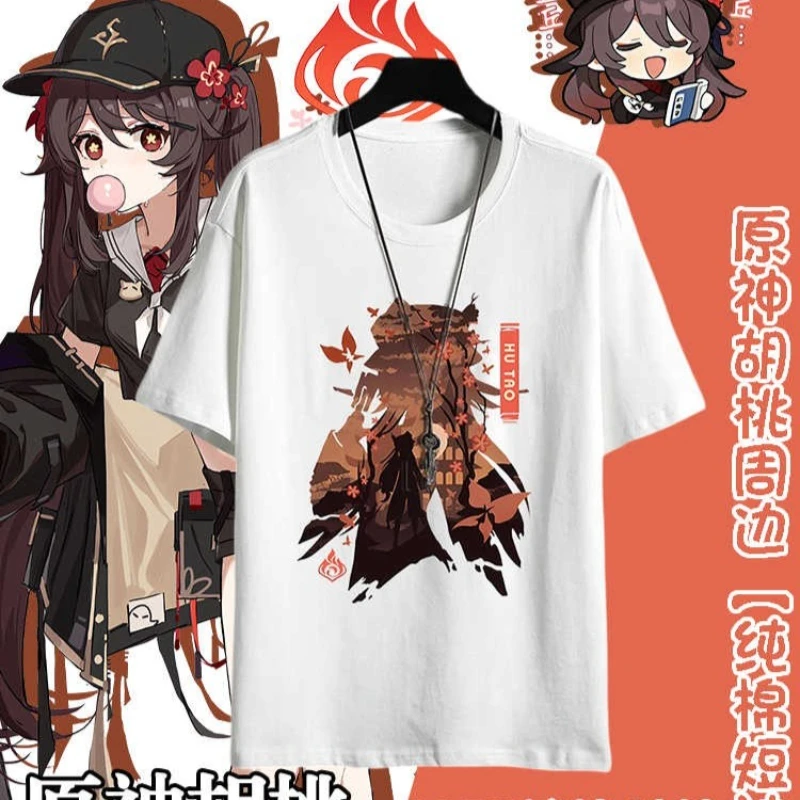 

Genshin Impact Hu Tao Women T-shirt Kawaii Cartoon Kaedehara Kazuha Short Sleeve T Shirts Funny Anime Graphic Y2k Clothing Top