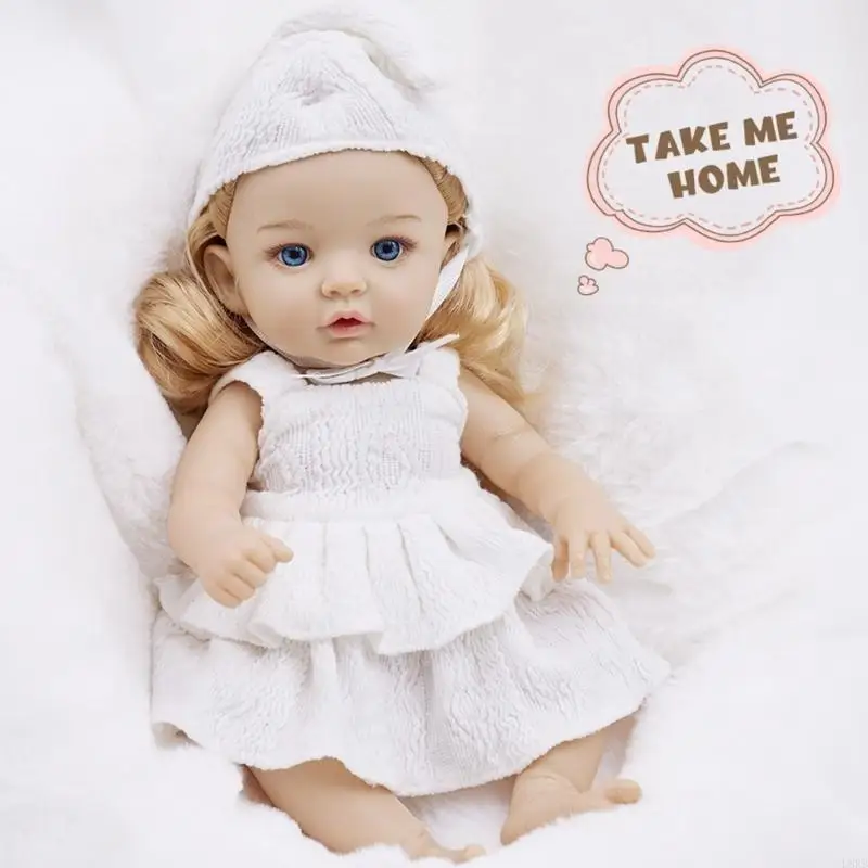 Realistic Vinyls Baby Girl Doll 12inch with Hat Dress for Kids Play Realistic Baby New Borns Asleep Toy Soft L8RB