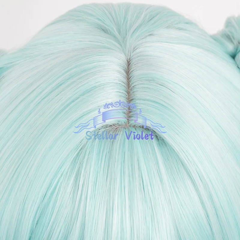 Vocaloid 2024 Miku شعر مستعار سباق Miku تأثيري الباروكات تأثيري ازياء 110 سنتيمتر الضوء الأزرق التدرج طويل مزدوجة ذيل حصان بيروكات صناعية