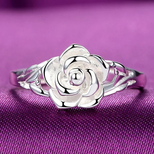 S925 Sterling Silver Rose Creative Flower Ring Ideal for Proposal Engagement and Special Party Occasions