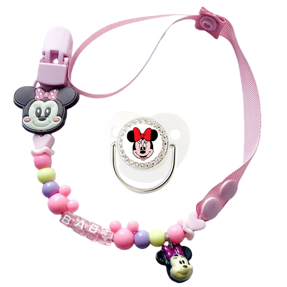 

Customize any English letter name baby pacifier holder glittering rhinestone pacifier pink dummy holder BPA-free dummy 0-18M