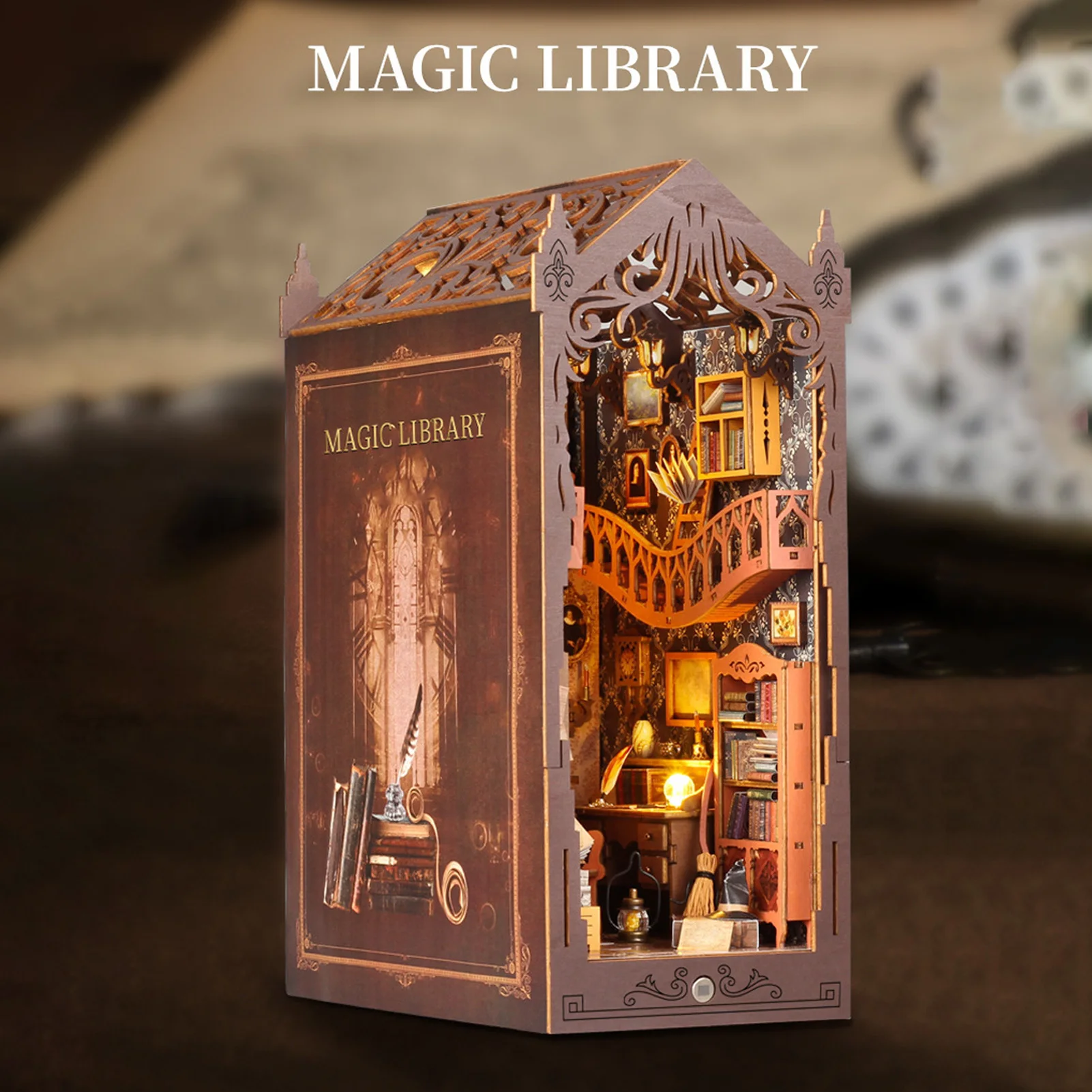 

Magic Library Wooden DIY Assembly Model House 3D Puzzle Assembly Building Model Creative Birthday Gift For Adults And Kids