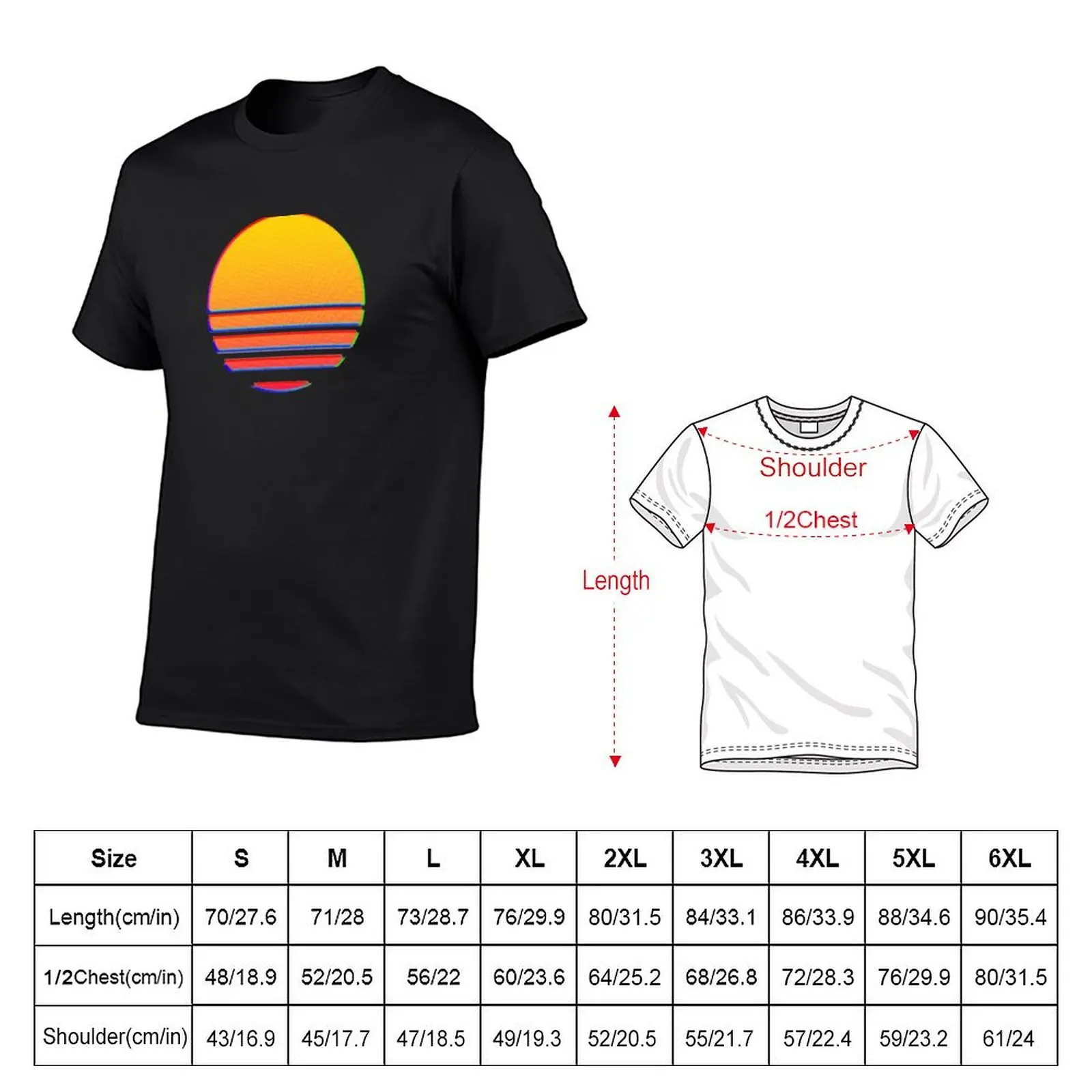 Outrun Retro Sun T-Shirt oversized cute tops cotton t shirt men