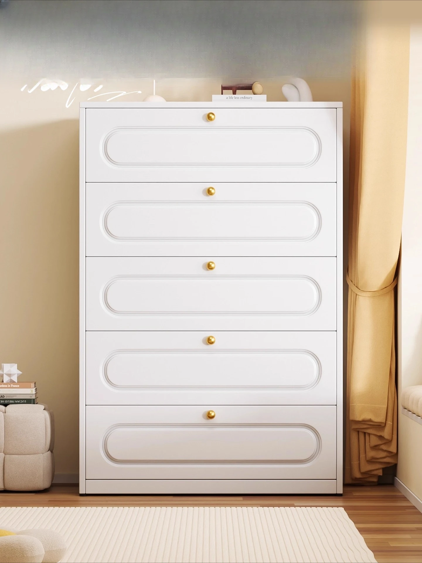 

Steel chest, French bedroom bedside storage locker, living room floor TV cabinet