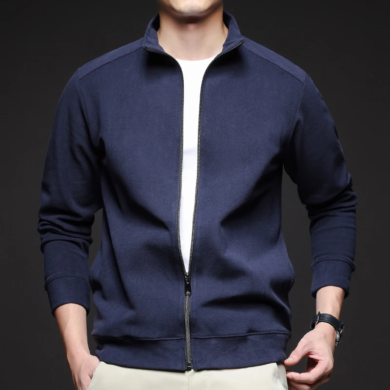 سترة مخملية ألمانية جديدة لخريف وشتاء 2025 مزدوجة الجوانب معطف رجالي بسحاب وياقة واقفة مع قلنسوة دافئة #1