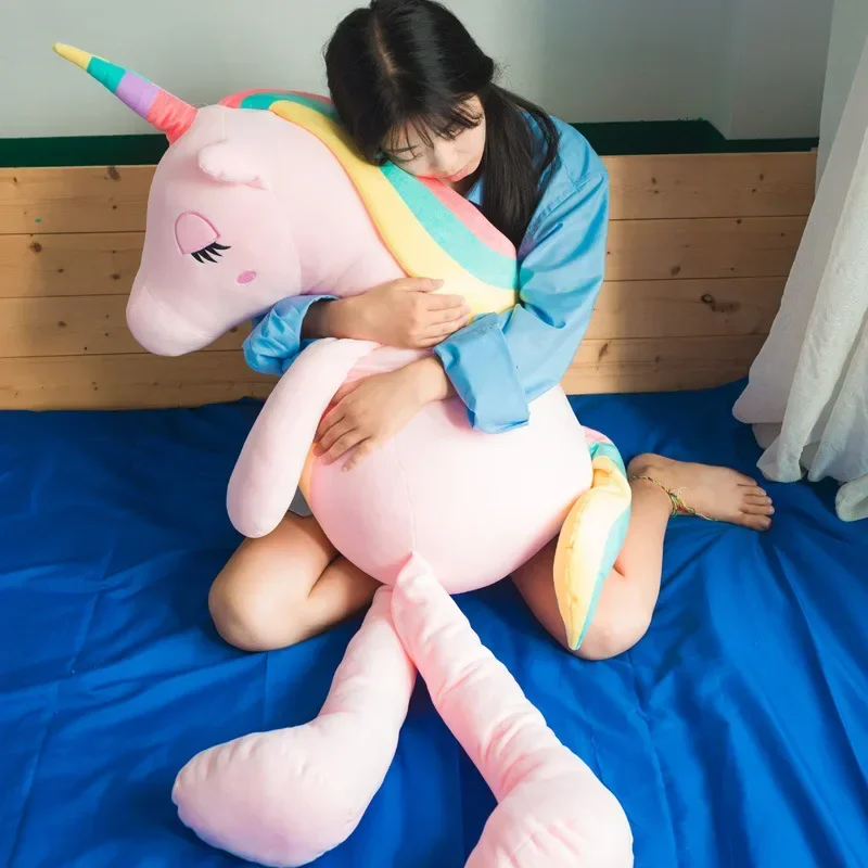 [Funny] Big size 150cm Very cute soft unicorn horse Stuffed plush toy sleep doll Hold pillow Home Decoration Girl Birthday Gift