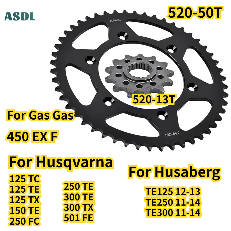 520 50T 13T Moto Front Rear Sprocket Gear For Husqvarna 125TC TE TX 150TE 250FC 250TC 300TE 300TX 501FE For Husaberg TE125 TE300